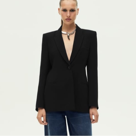 NWT ZARA FITTED BLAZER WITH SHOULDER PADS ZW COLLECTION M, 7649 - Picture 5 of 8